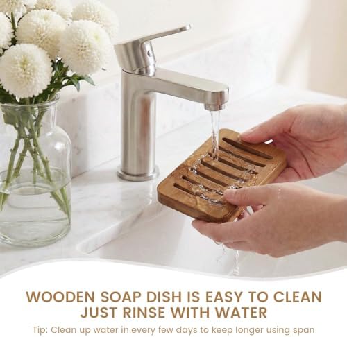 Curved Slotted Wood Soap Dish, 1 Pack, Warm Brown - Image 5