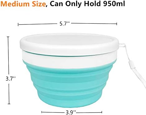 CARTINTS Collapsible Bowls With Lids Silicone Food Storage Containers Collapsible Camping Bowls Silicone Lunch Containers, Ideal for Travel and Camping, 32oz/950ml(Blue) - Image 2