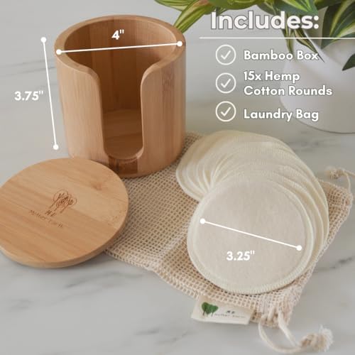 Reusable Hemp Cotton Rounds 15-Pack with Bamboo Storage Box – Ultra-Soft Organic Face Pads for Makeup Removal, Skincare Accessories, and Eco-Friendly Beauty Essentials - Image 2