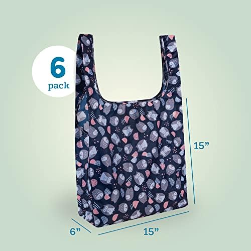 Reusable Grocery Bags 6 Pack Foldable, Washable Large Tote for Shopping - Image 3
