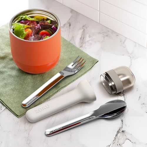Zoku Pocket Utensil Set Stainless Steel Fork, Knife, and Spoon in Case Grey - Image 6