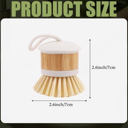 2 Pack Bamboo Handle Dish Brushes, Kitchen Scrub Brush with PET Bristles and Hanging Hole for Pots, Pans and Dishes - Image 2