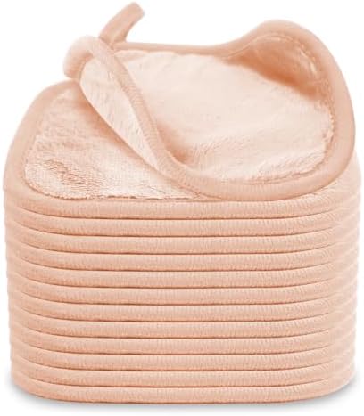 Puomue Makeup Remover Cloth 12 Pack, Ultra Soft and Reusable Microfiber Makeup Remover Towels for All Skin Types, Perfect Face Towels for Women, 6 Inch x 6 Inch, Pink by Puomue