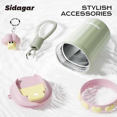 12 oz Insulated Coffee Tumbler with Lid, Cute Travel Mug, Green - Image 5