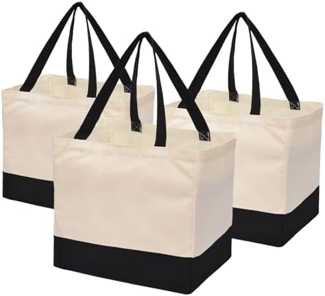 Extra Large Canvas Tote Bag with Pockets, Reusable Grocery Bags Heavy Duty - Image 6