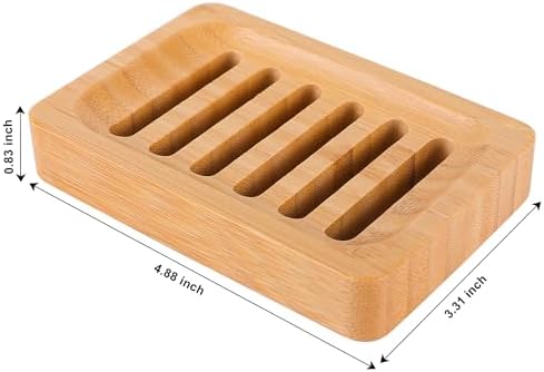 Bamboo Soap Dish Self-Draining Non-Slip Soap Saver - Wooden Trays for Bar Soap - Kitchen, Shower, Bathroom - 3 Pack - Image 3