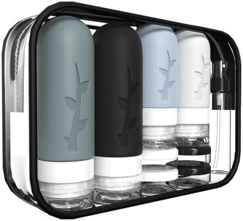 18pack Travel Bottles for Toiletries,TSA Approved Silicone Travel Containers for Toiletries,Leak Proof Refillable Liqus Shampoo And Conditioner travel Essentials toiletry Bottles by Tocelffe
