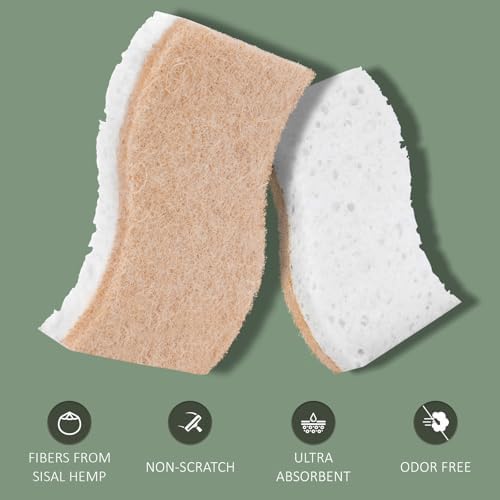 Isshah Natural Kitchen Scrub Sponges for Dishes - S-Shaped - 12 Count - Image 2