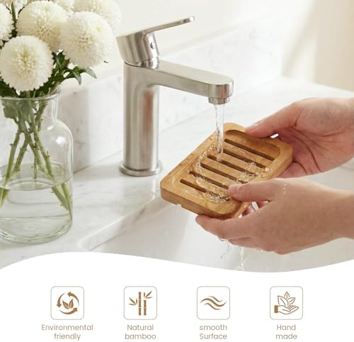 Flat Slotted Wood Soap Dish, 1 Pack, Warm Brown - Image 3