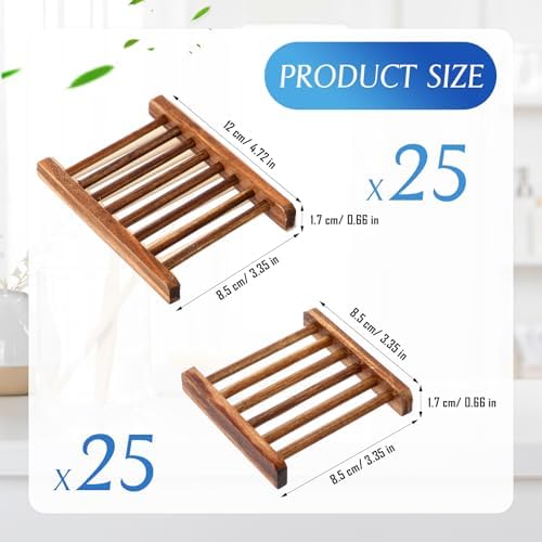 Sawysine 50 Pcs Bamboo Soap Holder Self Draining,Charcoal Color - Image 2