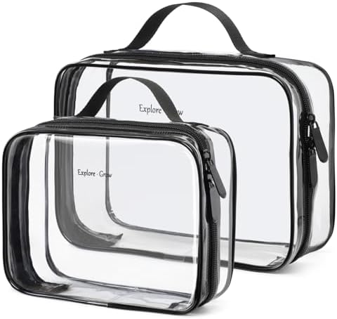 PACKISM Clear Makeup Bag Travel - TSA Approved Toiletry Bag, 2 Pack Black by Packism