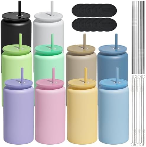10 Pack 16 oz Tumbler, Insulated Tumbler with Straw by UIRZOTN