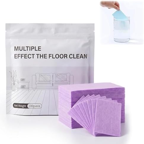 Jiexily 100 Piece Floor Cleaning Tablets Multi-Surface Cleaner, 2026 New Multi-Effect Dissolvable Floor Cleaning Sheets for Mopping, Hardwood, Tiles, Glass Deep Cleans (Purple, 100 Pcs) by Jiexily