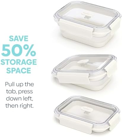 Infusion Pro Collapsible Food Storage Containers with Lid & Vent, Clear Stacking Silicone Food Container Set : Microwaveable, Freezer and Dishwasher Safe, Set of 3, Coconut Milk - Image 3