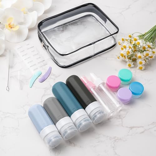 MODENGKONGJIAN 16 Pack Travel Bottles for Toiletries,TSA Approved Silicone Squeezable Travel Shampoo Bottles, 3oz Leak Proof Refillable Toiletry Cosmetic Containers (16PCS/Grey) - Image 6