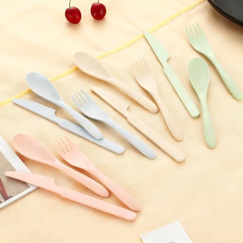 Wheat Straw Portable Cutlery Set Reusable Knife Fork Spoon Tableware - Image 4