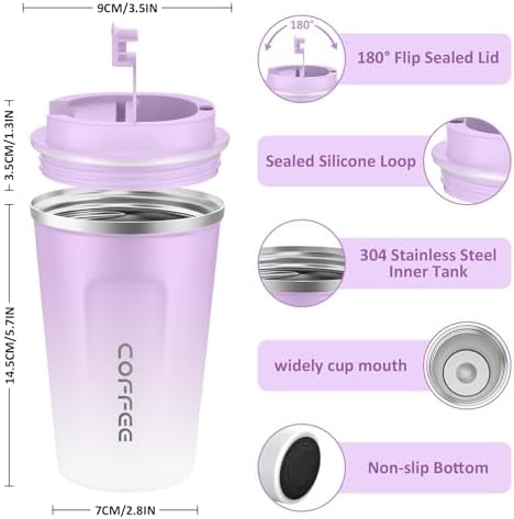 CS COSDDI 12 oz Coffee mug - Stainless Steel Coffee Cup with Leakproof Lid - Image 3