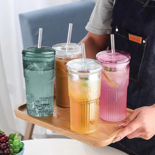 JunVpic Glass Coffee Tumbler, 20 oz Glass Cup with Lid and Straw - Image 6