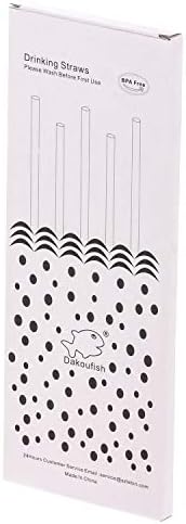 Dakoufish 12 Piece 12 Inch Reusable Plastic Thick Drinking Straws BPA Free Mason Jar Straws Transparent Small Stripe (12inch, Mix 12color) - Image 7