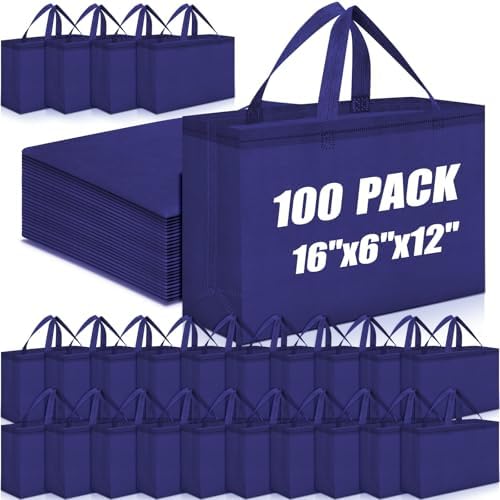 Windyun Reusable Grocery Bags Large Non Woven Shopping Bags with Handles Foldable Portable Tote, 16x6x12 Inch by Windyun
