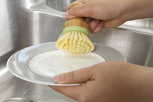 Bamboo Naturals Greenery Mini Scrub Brush, Made of Sustainable Bamboo and Recycled Plastic, Scrub Pots, Pans, Vegetables, and More, Pack of 2 - Image 4