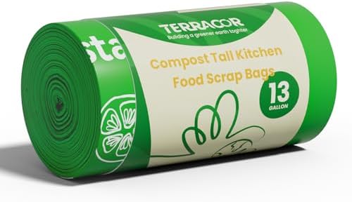 13 Gallon Compostable Trash Bags, 40 Bags Compost Bags for Countertop Bin, Camping Toilet Bags for Portable Toilet, BPI Certified and Meet The ASTM D6400 Standard by TerracorPackaging