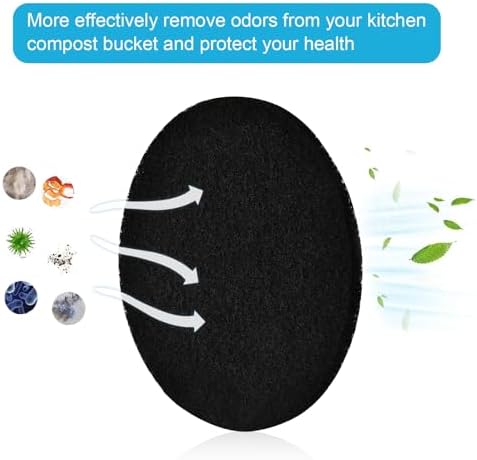 6Pcs 6.5 Inch Charcoal Filters for Kitchen Compost Bin, Replacement Activated Carbon Filters for Countertop Compost Pail Home Bucket Refill Sets, Round - Image 3