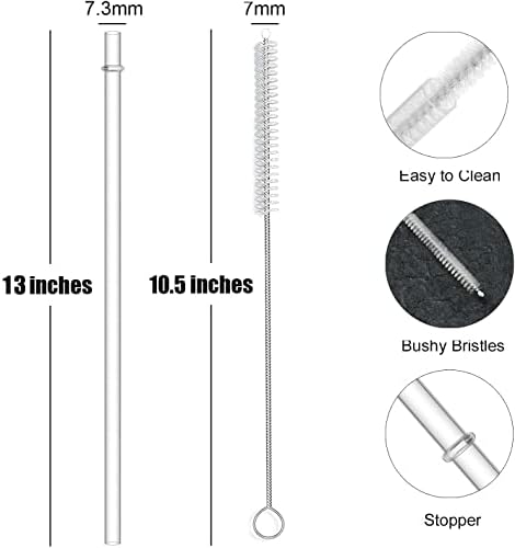 ALINK 12-Pack Reusable Plastic Clear Straws, 13 inch Extra Long Tumbler Straws for Stanley Cups, 1 Gallon, 64 oz 40 oz 32 oz Water Bottles, Plus Cleaning Brush - Image 2