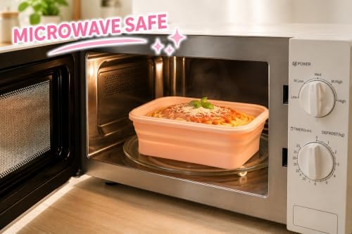 Plus 4PCS Foldable Silicone Food Storage Containers for Kitchen Storage for Leftovers Fruits and Meal Prep Dishwasher Safe Microwave Safe Ideal for Home and Travel (Pink, 27OZ) - Image 4