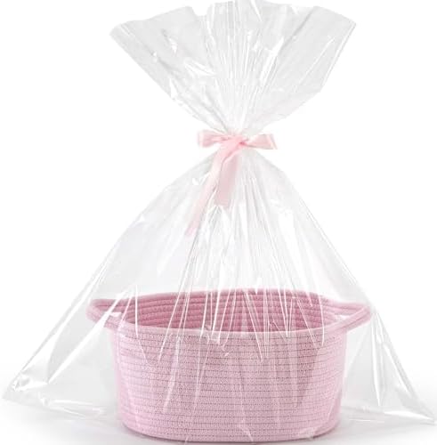 Happyiren Small Gift Basket with Gift Wrap Cellophane Bag and Ribbons, Gift Baskets for Christmas Thanksgiving Birthday Baby Shower Raffle Burr, - Rope Decorative Storage Organizer Container by Unknown