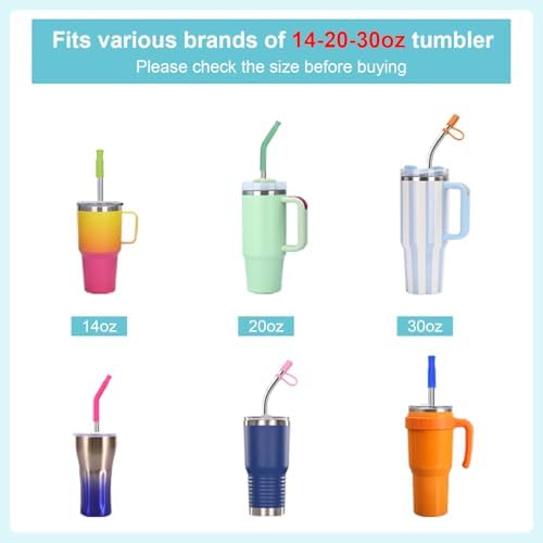 Reusable Stainless Steel Straws Set 6 PCS with 6 Silicone Tips, 2 Straw Brush, 1 Storage Case, Different Sizes of Metal Straws Reusable, Suitable for 14, 20, 30 oz Cups Tumbler, for Hot/Cold Drinks - Image 3