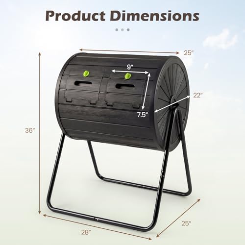 Goplus Compost Tumbler, 37.5 Gallon Large Outdoor Compost Bin w/Dual Chambers, 2 Lockable Doors, Efficient 360° Rotating Batch Composter for Garden Yard Farm Waste, Easy Assembly, BPA-Free (Black) - Image 5