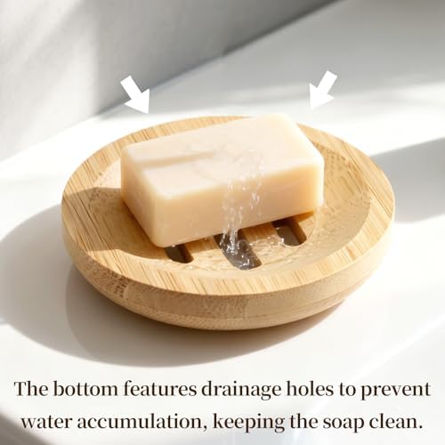 2 Pcs Bamboo Soap Holder Wooden Soap Dishes, Natural Soap Dish Wood Bar Soap Holder for Shower Home Bathroom, Shower Steamer Tray for Shampoo Bath Bomb Steamers (Round and Square) - Image 5
