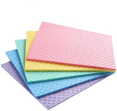 Reusable Cleaning Cellulose Sponge Cloths Absorbent Wipes Clean Kitchen Car Dish Eco-Friendly Dishcloth Hand Towel Auto - 1pack (5pcs) by Sold_By_Cheapnwork