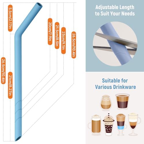 NiHome 6 PCS Extra Wide Reusable Bent Silicone Straws for Boba & Smoothies - Image 4