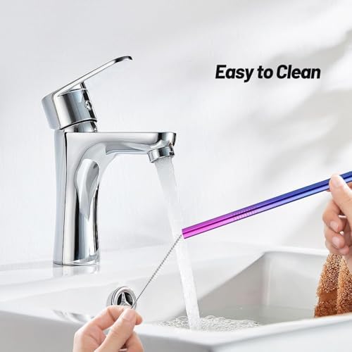 VEHHE Rainbow Metal Straws, Stainless Steel Reusable Straws Set with Brush - Image 5