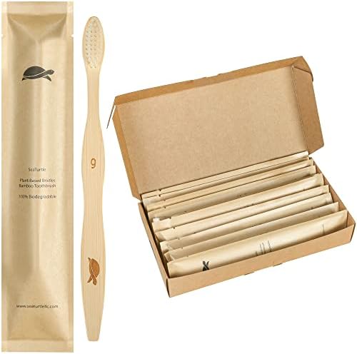Sea Turtle Plant-Based Bristles, Soft Bamboo Toothbrushes, Individually Sealed (10 Pack) by SeaTurtle