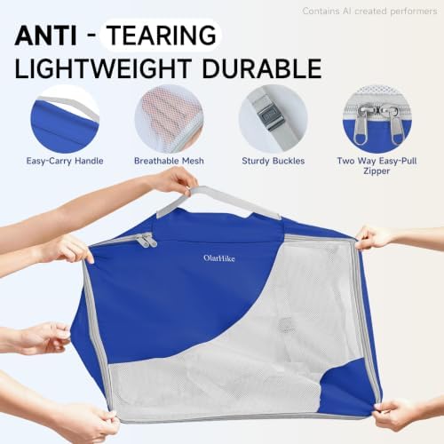 OlarHike Packing Cubes for Travel,Gifts for Women Mom,Anti-Tearing Suitcase Organizer for Luggage with Shoe & Hanging Toiletry Bag,Vacation Essentials & Accessories for Cruise Ship,11 Set,Klein Blue - Image 4
