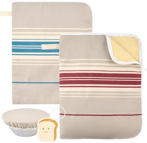 2 Pack XL Beeswax Bread Bags with Bowl Cover & Cleaning Sponge Set by Bafeil