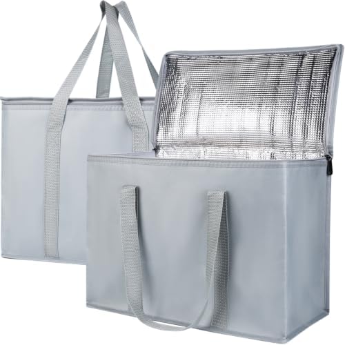 Bodaon Insulated Reusable Grocery Shopping Bags, 2-Pack, X-Large, Grey by Bodaon