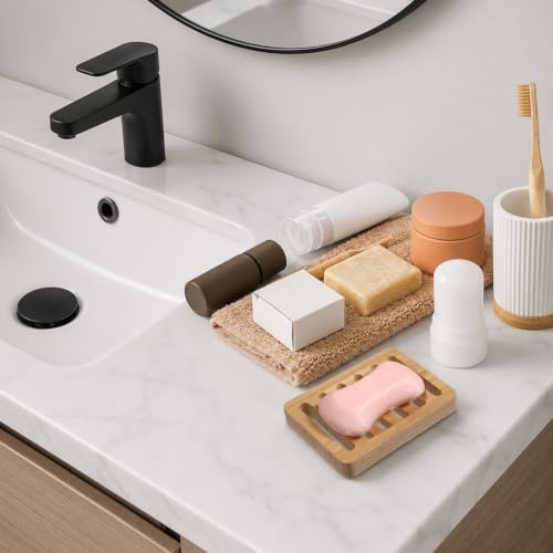 2 Pack Bamboo Soap Dish, Waterproof Self Draining Wood Soap Dish - Image 5