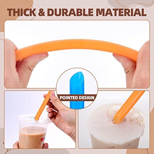 10Pcs Disposable Plastic Drinking Smoothie Straws,with 2 Brushe 10 Colors BPA FREE Food-Grade Jumbo Straws for Smoothies,Bubble Tea Milkshake - Image 5