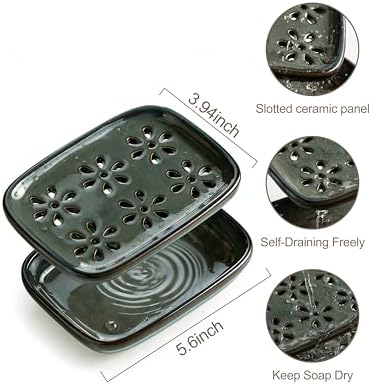 Miamolo Soap Dish for Shower, Bar Soap Holder 2 Layer Draining, Mess-Free - Image 4