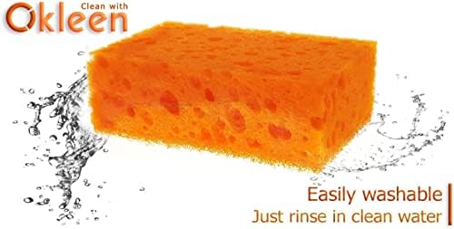 Orange Multi Use Scrub Sponge. Made in Europe. 18 Pack, 4.3x2.8x1.4 inches. Odorless Heavy Duty and Non Scratch Fiber. Durable and Delicate Scrubber for Oven and Stove, Bathroom and Basement - Image 4