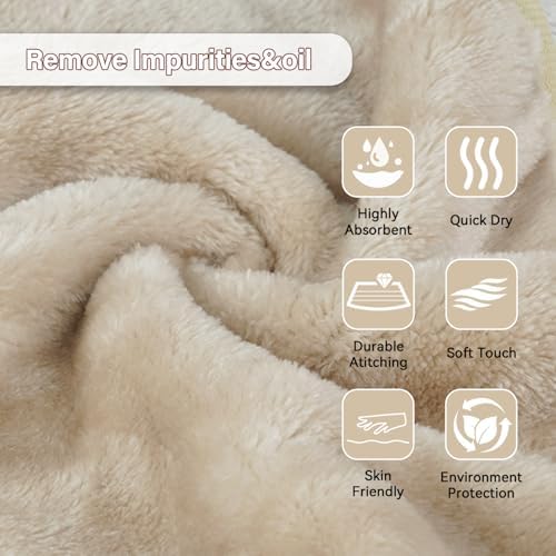 Nugilla Makeup Remover Cloths, 8 Packs Makeup Remover Towels Reusable Face Wash Cloth, Soft Microfiber Face Cloth for Women(Beige) - Image 3