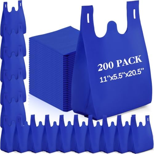 Windyun Large Grocery T-shirt Bags Bulk Reusable Non Woven Shopping Bag Foldable Gift Tote with Handle, 20.5x11x5.5 Inch by Windyun