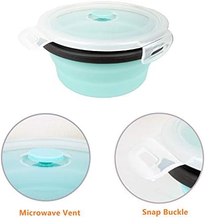 CARTINTS Blue Silicone Collapsible Food Storage Containers-Prep/Storage Bowls with Lids - Round Silicone Lunch Containers - Microwave and Freezer Safe Set of 3 - Image 7