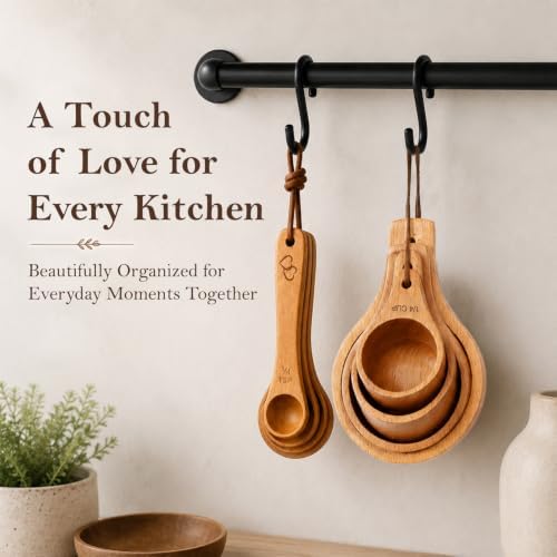 Wedding Gifts for Couple, Mr ＆ Mrs Wooden Measuring Cups and Spoons Set, Engagement Gift for Newly Engaged, Bridal Shower and Bachelorette Gifts for Bride, Kitchen Gadgets for Cooking & Baking - Image 6