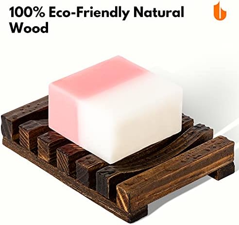 Urbanstrive Natural Wooden Soap Dish Soap Saver Holder Soap Tray for Bathroom, Biodegradable, Zero Waste, Plastic Free, Charcoal Color - Image 2