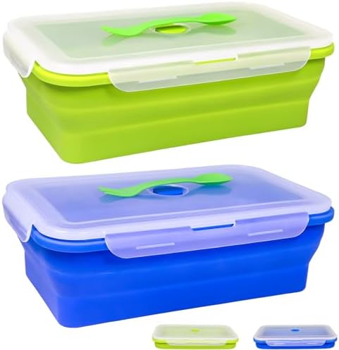 82.8oz Extra Large Collapsible Silicone Food Storage Containers with Lids, 2 Pack Meal Prep Bento Lunch Boxes for Kitchen Office Travel Camping, Microwave Freezer Dishwasher Safe, BPA Free, by Unknown